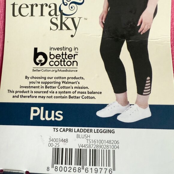 Terra & Sky Women's Blush Pink Capri Ladder Legging Plus Size 0X (14W) NWT - Picture 11 of 11